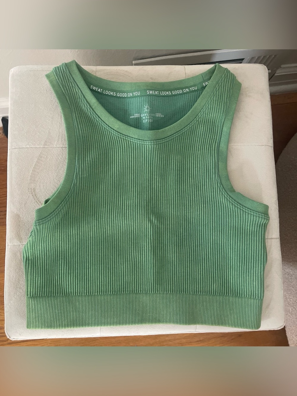 Aerie Ribbed Cropped Tank Top - Green
